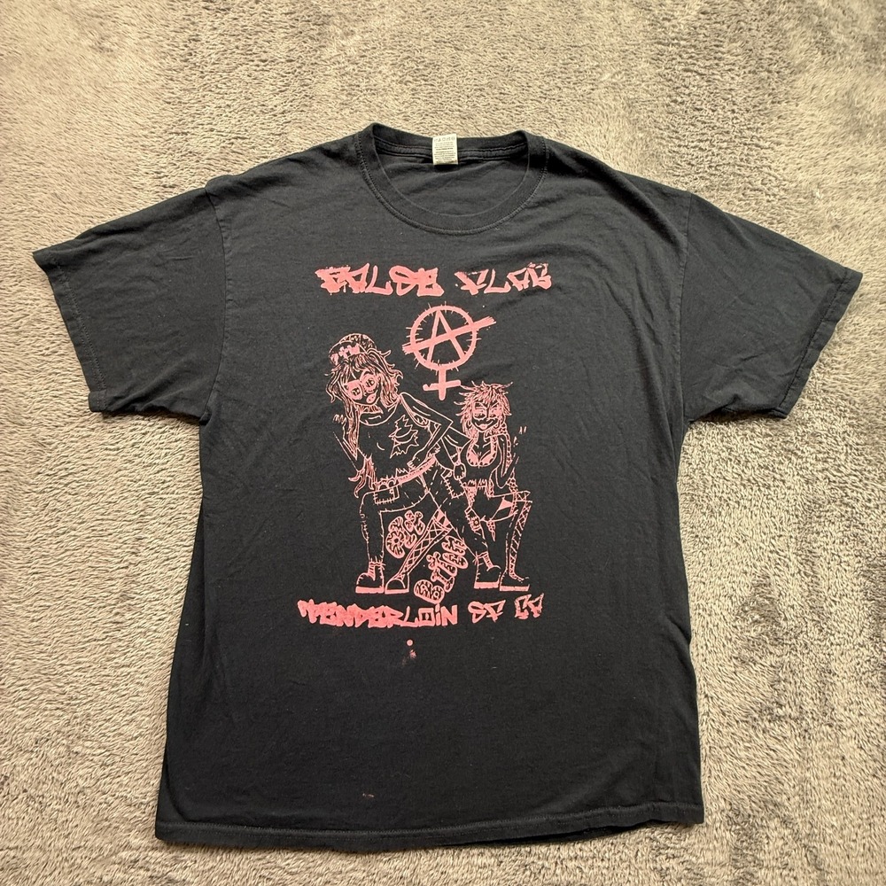 False Flag Punk Band Tee Shirt Tenderloin San Francisco Black Crew Neck Womens L